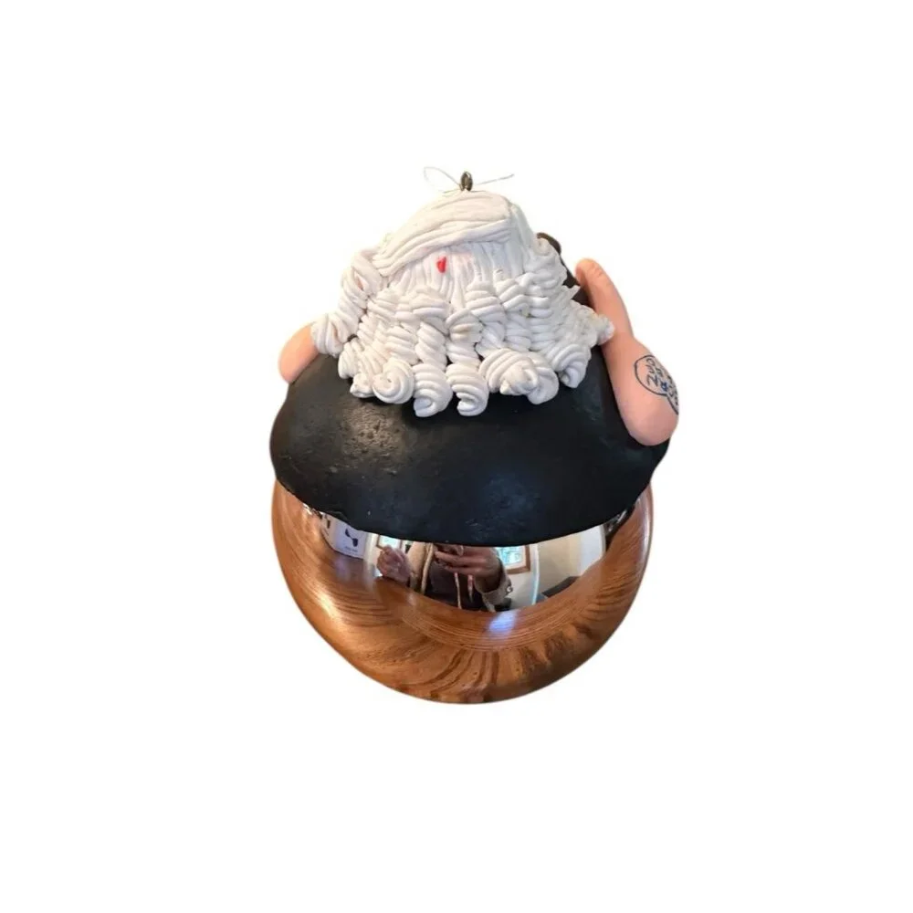 Dept 56 Christmas Santa Biker Round Ornament Tattoo VTG Born to Be Wild 18447 6